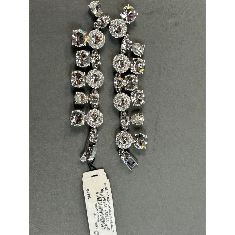 Givenchy Silver Tone Crystal Cluster Fringe Statement Necklace‎ 60461116-NY0-D27